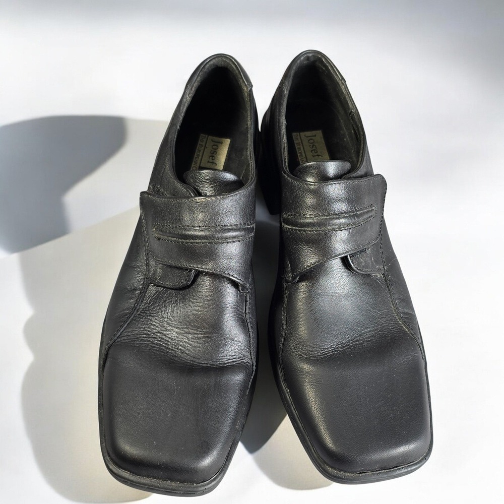Josef Seibel Women Black Leather Hook and Loop Comfort Shoes Size EU 38 / 7.5 US